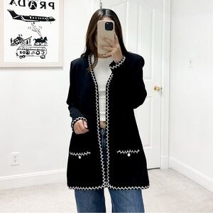 St. John Collection Santana Knit White Trim Jacket in Black